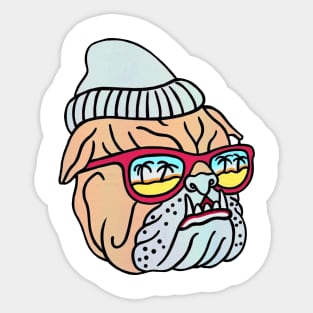 Paradise Sunglass Bulldog Parody Animals Sticker